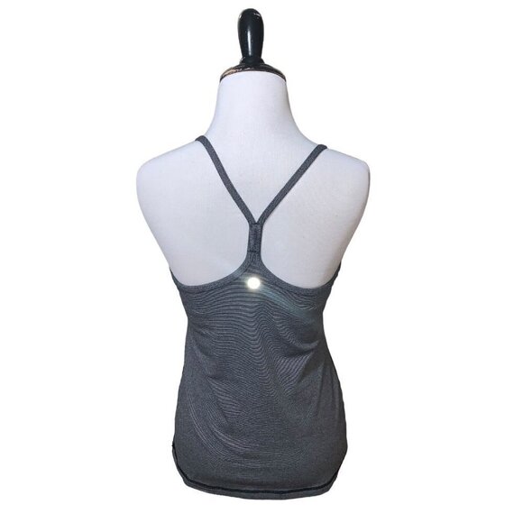 Lululemon athletica Women's Power Y Tank Top 6 Black Wee Stripe Build in Bra - Picture 5 of 7